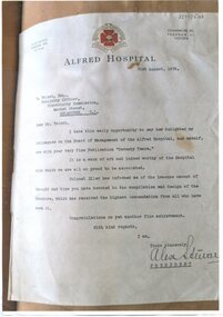 Letter of appreciation regarding "Seventy Years" (photocopy),  1939 Alex Stewart