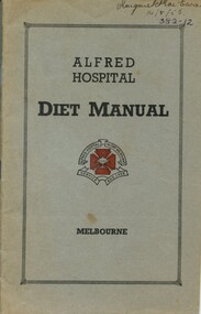 Front cover of 'Alfred Hospital Diet Manual', 1953, Turner