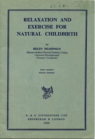 Front cover of 'Relaxation and exercise for natural childbirth', 1955, Heardman