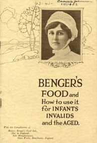 Srot cover of 'Benger's food and how to use it for infants, invalids and the aged', [ca.1930's] Benger's Food Ltd