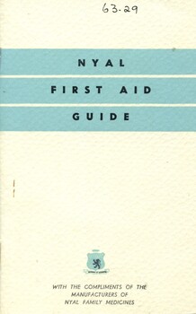 Font cover of 'Nyal first aid guide' [ca.1950] Nyal Company