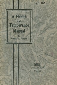 Front cover of 'A health and temperance manual' [ca.1936] Stanton
