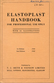 Front cover of 'Elastoplast handbook - for professional use only', 1943, T J Smith & Nephew