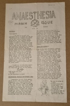 First page of 'Anaesthesia', Alfred Hospital, March 1943