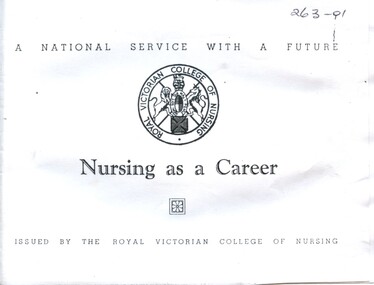 Front cover of 'Nursing as a career' Royal Victorian College of Nursing, 1943