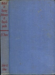 Front cover and spine of 'Medical & surgical dictionary and encyclopaedia', Evelyn Pearce 1944