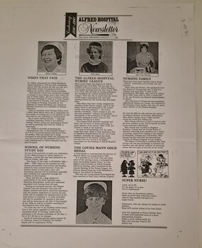 Photocopy of Alfred Hospital Newsletter, Vol 4, No 10, Wednesday 15th July 1981