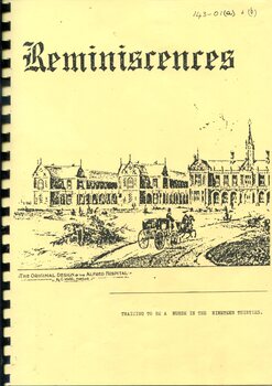 Front cover of 'Reminiscences : training to be a nurse in the nineteen thirties', Kircher, 1986