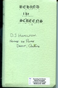 Front cover of photocopied 'Behind the screens' Hamilton, 1925