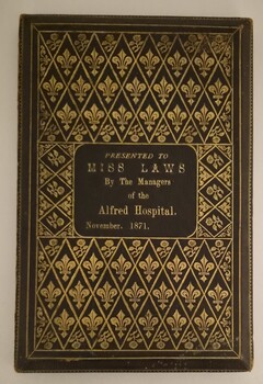 Front cover of Alfred Hospital life membership certificate, 1871, Alfred Hospital