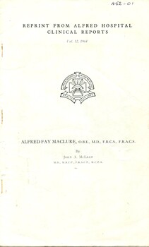 Front cover of 'Alfred Faye Maclure', McLean, 1964