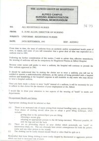 First page of Uniforms for Registered Nurses, Alfred Hospital, 1993