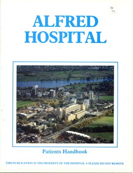 Front cover of ' Alfred Hospital patients handbook', Alfred hospital 1985
