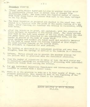Second page of 'Injection Round' Deputy Director of Nurse Education, Alfred Hospital, 1963
