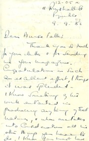 first page of Lettter to Sue Tallis from Lydia MacKellar, 1953