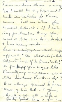 Second page of Lettter to Sue Tallis from Lydia MacKellar