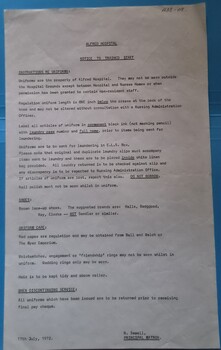 Uniform Instructions for trained nursing staff at the Alfred Hospital, 1972