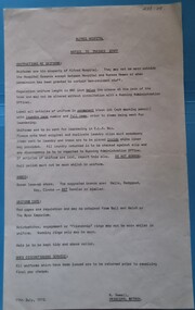 Uniform Instructions for trained nursing staff at the Alfred Hospital, 1972