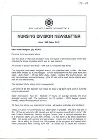 Fist page of 'The Alfred Group of Hospitals Nursing Division Newsletter, June 1993'