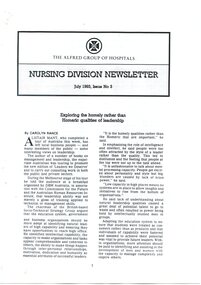 First page of The Alfred Group of Hospitals Nursing Division Newsletter, July 1993