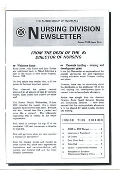 Front page of The Alfred Group of Hospitals Nursing Division Newsletter, August 1993