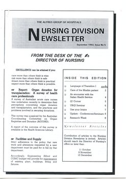First page of The Alfred Group of Hospitals Nursing Division Newsletter, September 1993