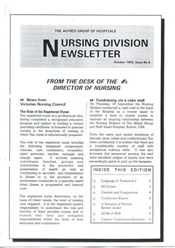 First page of The Alfred Group of Hospitals Nursing Division Newsletter, October 1993