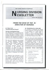 First page of The Alfred Group of Hospitals Nursing Division Newsletter, October 1993