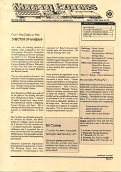 First page of The Alfred Group of Hospitals Nursing Express, March 1994