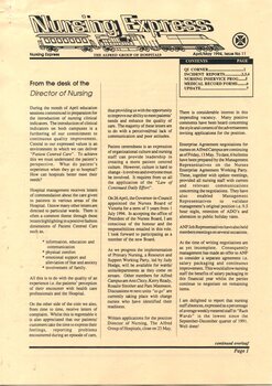 First page of The Alfred Group of Hospitals Nursing Express, April/May 1994