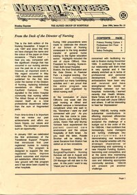 First page of The Alfred Group of Hospitals Nursing Express, June 1994
