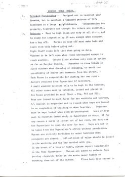 First page of Nurses' Home Rules. Alfred Hospital [ca.1960]