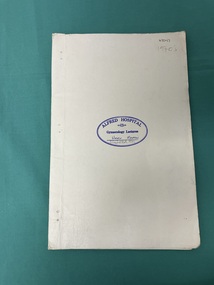 Front cover of Alfred Hospital Gynaecology Lectures [ca.1970’s]