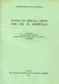 Booklet - Reference booklet, Notes on special diets for use in hospitals, 1969