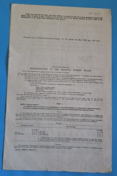 First page of 'Extract from Victorian Government Gazette detailing wage rates for hospital nurses 1946'