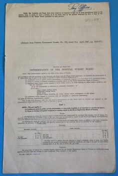 First page of  Extract from Victorian Government Gazette detailing wage rates for hospital nurses 1947