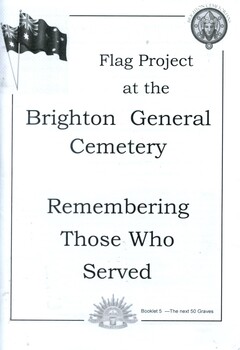 Front page of 'Flag Project at the Brighton General Cemetery, Booklet 5',Brighton Crematorians, [ca.1920]