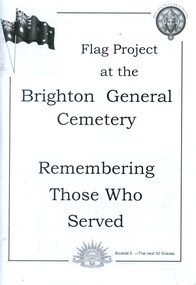 Front page of 'Flag Project at the Brighton General Cemetery, Booklet 5',Brighton Crematorians, [ca.1920]