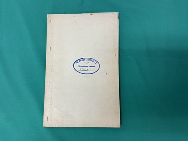 Front cover of Alfred Hospital Gynaecology Lectures [ca.1960’s]