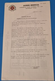 First page of Open Day Information: Centenary Open Day, Alfred Hospital, Saturday 8th May, 1971