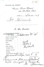 Payment for nursing attendance at Coonara Private Hospital, 1927 [photocopy]