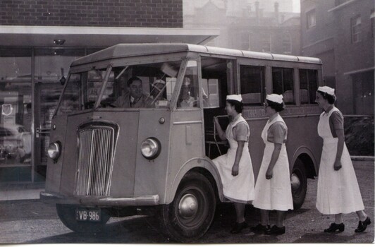 A van donated by auxillaries, used to transport nurses and deliver supplies to nursing homes [ca1957], Queen Victoria Womens Centre [ca.2000]