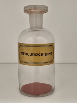 Front view of Mercurochrome bottle [ca.1950's]