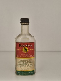 Front view of Bosito's oil of eucalyptus bottle [ca.1960]