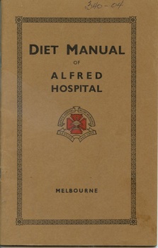Front cover of Diet manual of Alfred Hospital, 1941