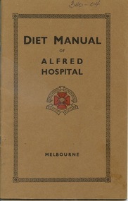 Front cover of Diet manual of Alfred Hospital, 1941
