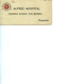 Front cover of Alfred Hospital Training School for Nurses prospectus,1960