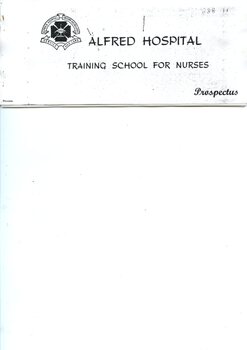 Front cover of 'Alfred Hospital Training School for Nurses prospectus' 1957