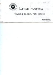 Front cover of 'Alfred Hospital Training School for Nurses prospectus' 1957