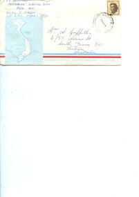 Front of envelope containing letter from Robyn Anderson a member of the Australian Surgical Team Bien Hoa 1969